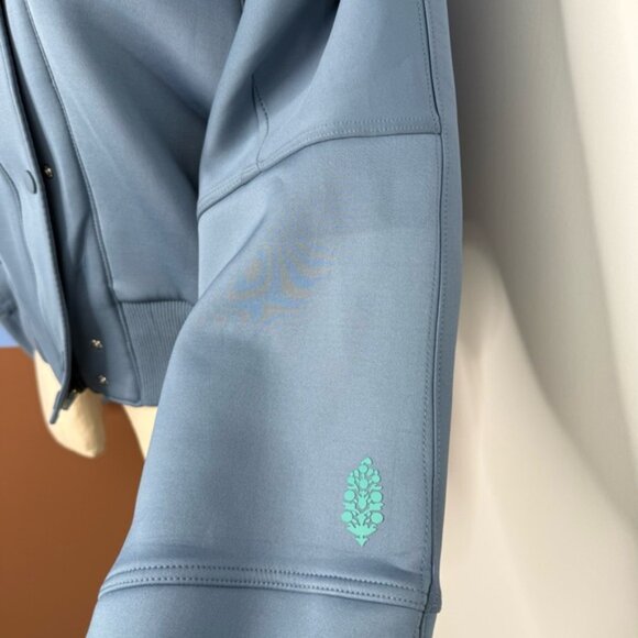 Free People FP Movement Off to the Races Bomber Jacket Blue NWOT M - Picture 8 of 12